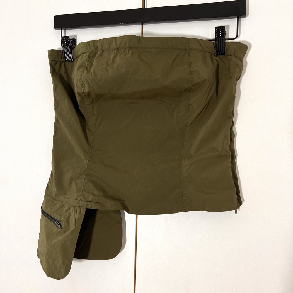Vintage Y2k Dollhouse Tube Top Large Olive Green Asymmetrical Cargo Gorpcore